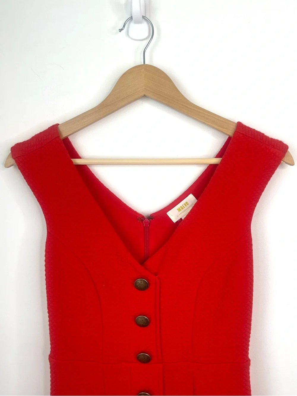Maeve Red Button-Front Midi Dress size XS